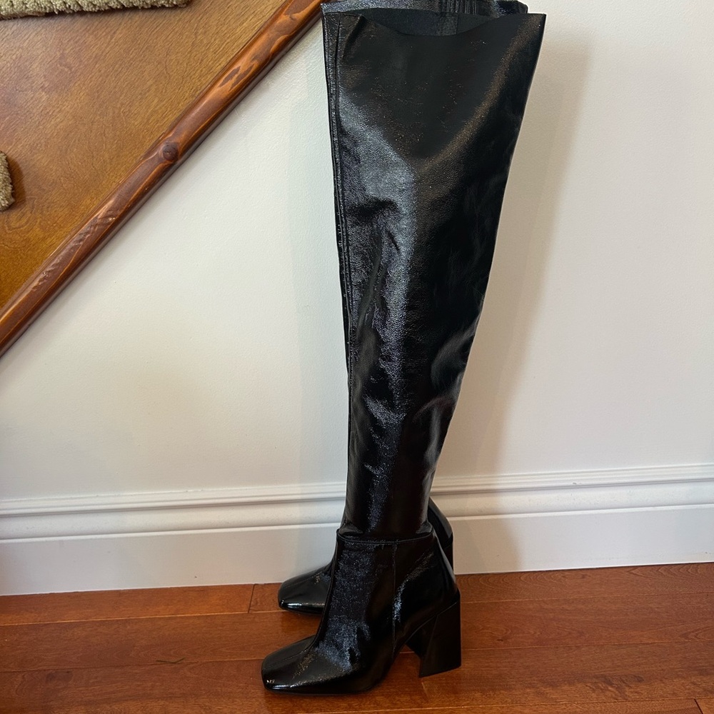 L'INTERVALLE Black Patent Over-the-Knee Boots - Picture 11 of 13